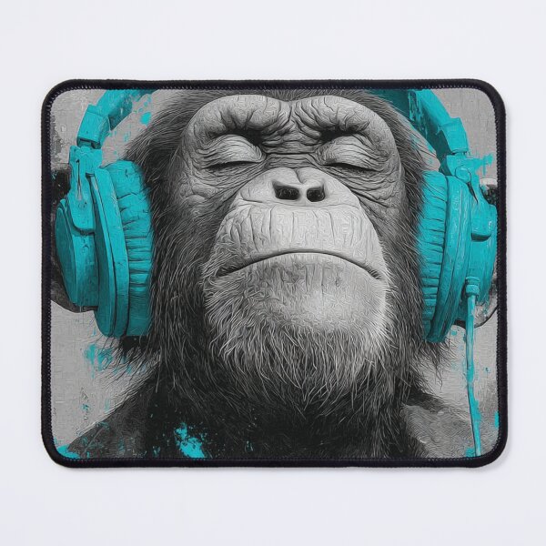 Item preview, DJ Monkey Chill Ape With Teal Headphones designed and sold by GrinGalore.