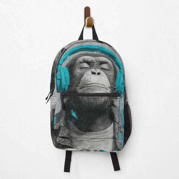Item preview, DJ Monkey Chill Ape With Teal Headphones designed and sold by GrinGalore.
