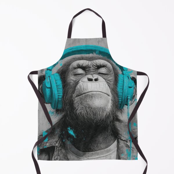 Item preview, DJ Monkey Chill Ape With Teal Headphones designed and sold by GrinGalore.