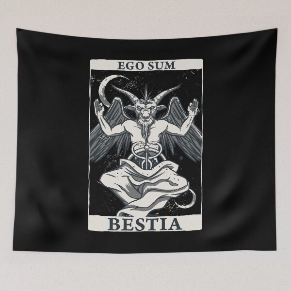 Item preview, Baphomet Tarot EGO SUM BESTIA Occultism Satanic Goat designed and sold by Carl's Clothing.