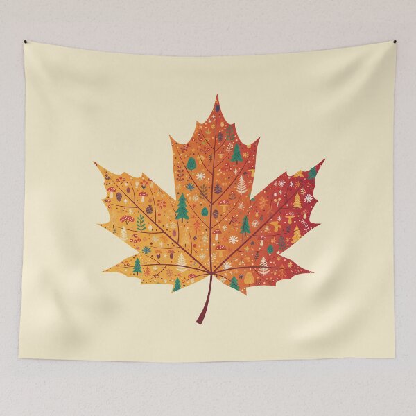 Item preview, Autumn Woodland Maple Leaf – Scandinavian Folk Art by heidiannemorris © designed and sold by FOLK ART FUSION.