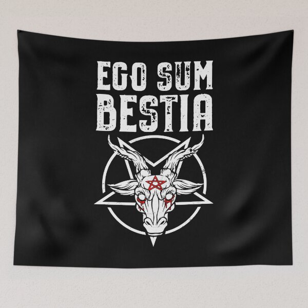 Item preview, EGO SUM BESTIA Pentagram Baphomet Satanic Goat designed and sold by Carl's Clothing.