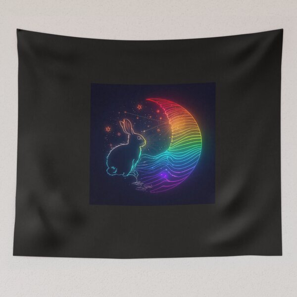 Item preview, Rainbow Moon Rabbit designed and sold by RizziesDesign.