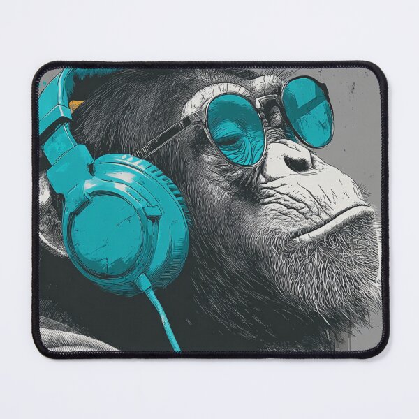 Item preview, DJ Monkey Chill Ape With Teal Glasses and Headphones designed and sold by GrinGalore.