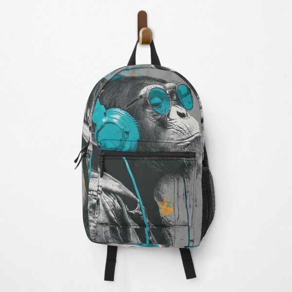 Item preview, DJ Monkey Chill Ape With Teal Glasses and Headphones designed and sold by GrinGalore.