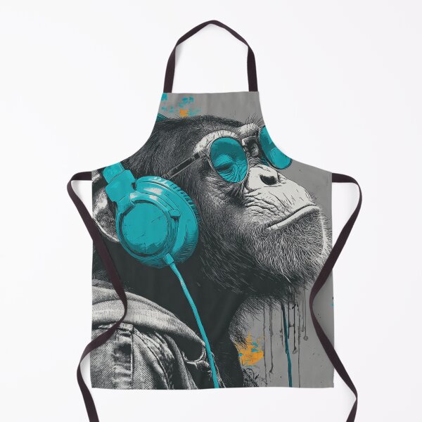 Item preview, DJ Monkey Chill Ape With Teal Glasses and Headphones designed and sold by GrinGalore.