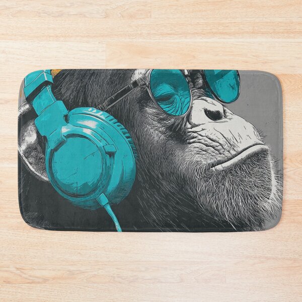 Item preview, DJ Monkey Chill Ape With Teal Glasses and Headphones designed and sold by GrinGalore.