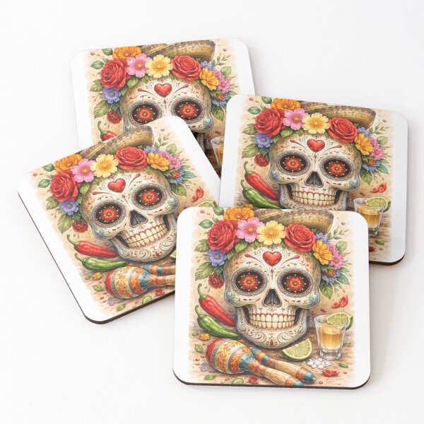 Item preview, Mexican fiesta party time florwers tequlia  designed and sold by ArtBlueCloud.