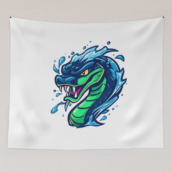 Item preview, Aqua Serpent – Mythical Water Dragon Vector Art designed and sold by Kavya Art.