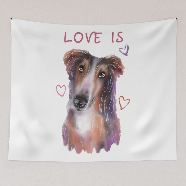 Item preview, Love Is watercolor dog portrait romantic art designed and sold by olenapetol.
