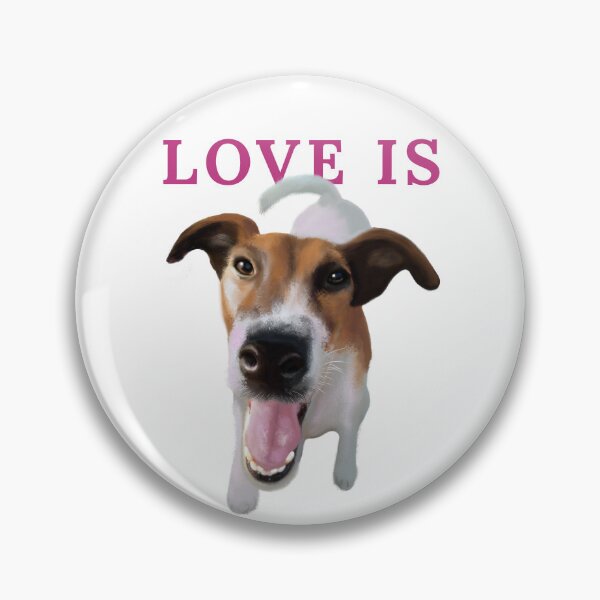 Item preview, Love Is happy dog portrait aesthetic art designed and sold by olenapetol.