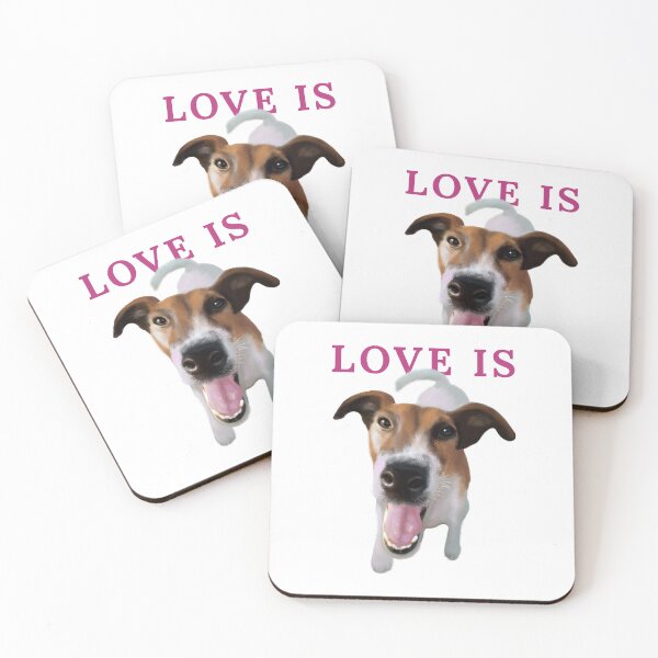 Item preview, Love Is happy dog portrait aesthetic art designed and sold by olenapetol.