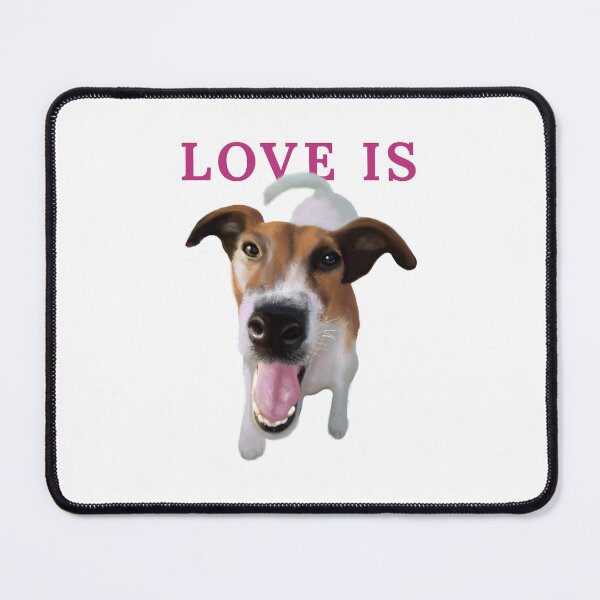 Item preview, Love Is happy dog portrait aesthetic art designed and sold by olenapetol.
