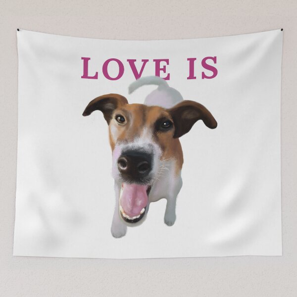 Item preview, Love Is happy dog portrait aesthetic art designed and sold by olenapetol.