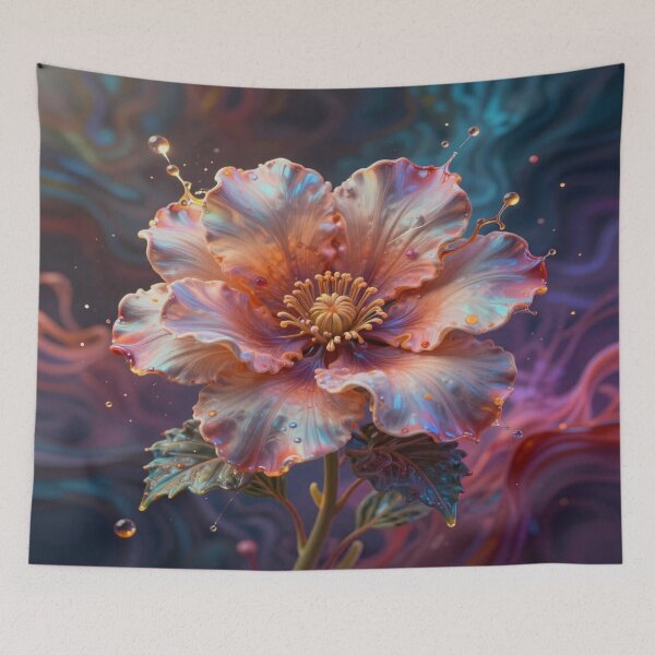 Item preview, Vibrant Fantasy Flower Art in Orange Pink Blue Dreamlight designed and sold by FotoworldEdel.