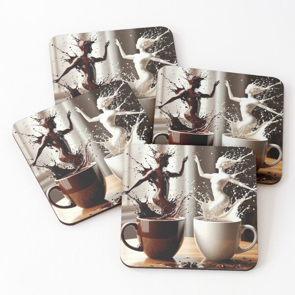 Item preview, Coffee & Milk Splash Dance – Surreal Liquid Art Illustration designed and sold by AmetistLight.
