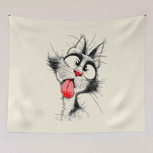 Item preview, Funny Cat black and white minimalist art  designed and sold by Natart1004.