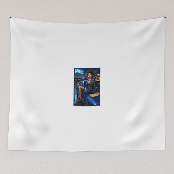 Item preview, sarah azure biker on blue car at night motel designed and sold by CathryneDelamort.