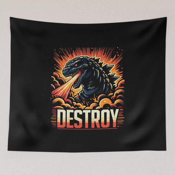 Item preview, Fierce dragon-like creature breathing fire amidst fiery clouds and explosive colors. designed and sold by beast-net.