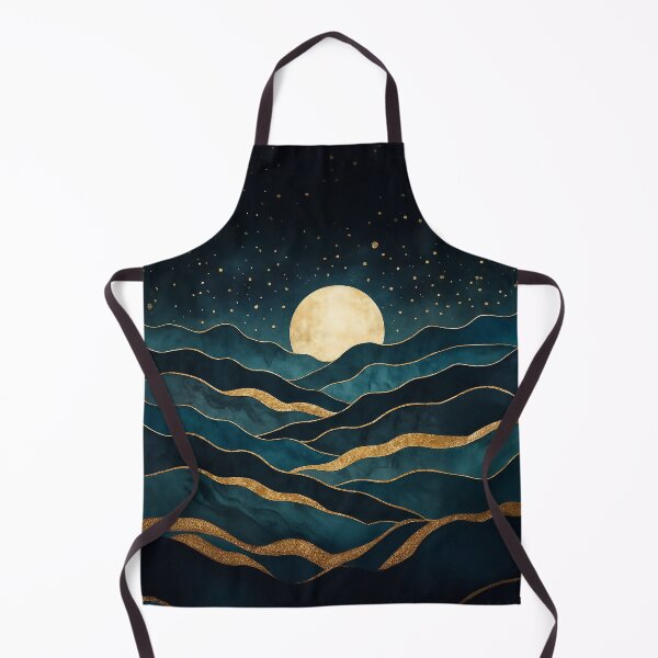 Item preview, Teal Gold Moon Mountain Celestial Night Landscape designed and sold by CharmedVille.