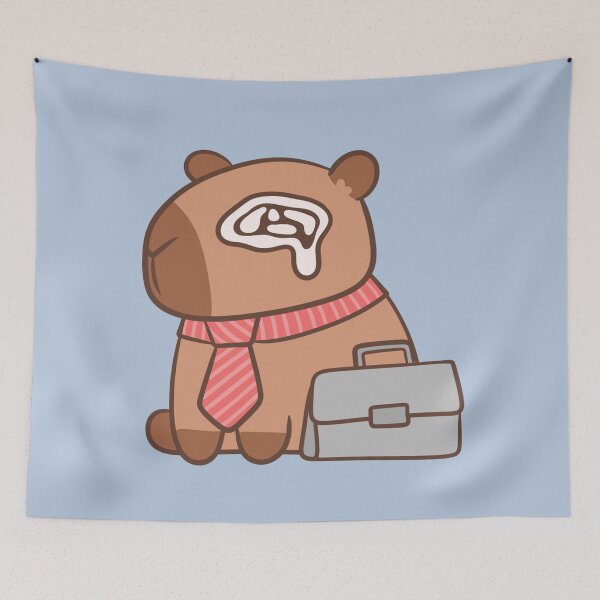 Item preview, cute kawaii sad working capybara designed and sold by kaybowzie.
