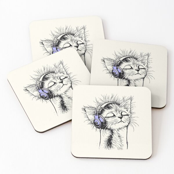 Item preview, Funny musician Kitty  black and white minimalist art  designed and sold by Natart1004.