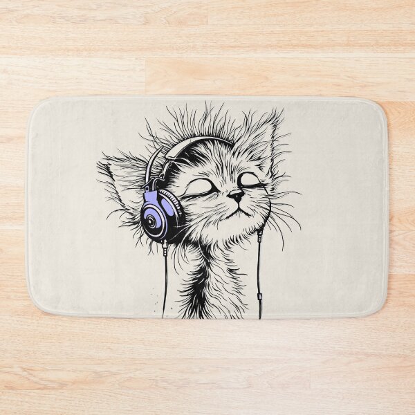 Item preview, Funny musician Kitty  black and white minimalist art  designed and sold by Natart1004.