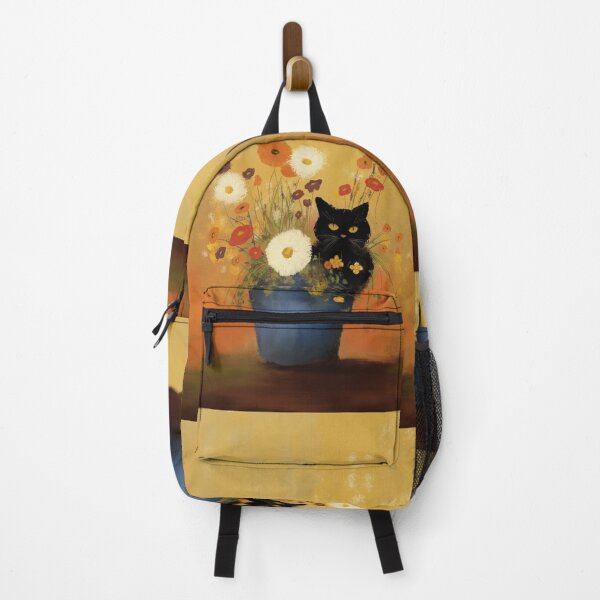 Item preview, Whimsical Black Cat in Flower Pot Illustration designed and sold by curiouswonder.