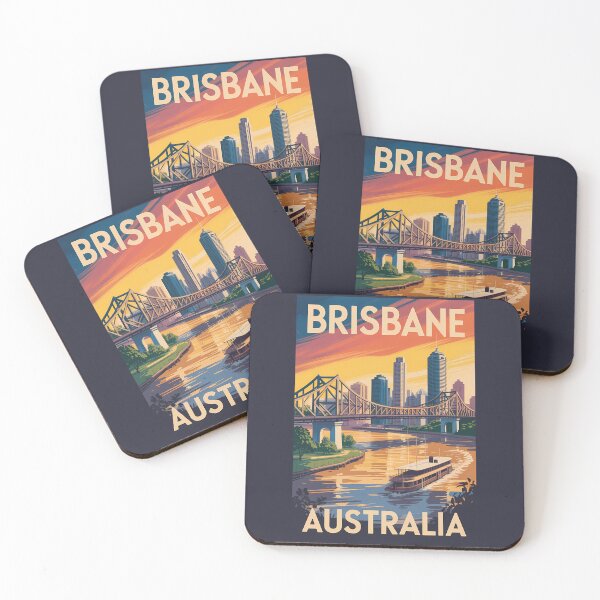 Item preview, Brisbane Australia Illustration Travel Art Vintage designed and sold by KrisSidDesigns.