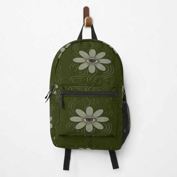 Item preview, olive green flower with central eye and decorations designed and sold by Ecosetereos.