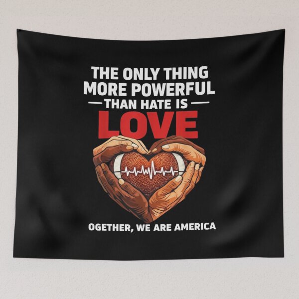Item preview, Love Over Hate | Unity Football Heart Design designed and sold by Evaevonechi.