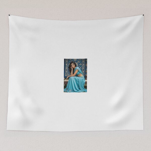Item preview, Ethereal Woman in Flowing Azure Saree designed and sold by CathryneDelamort.