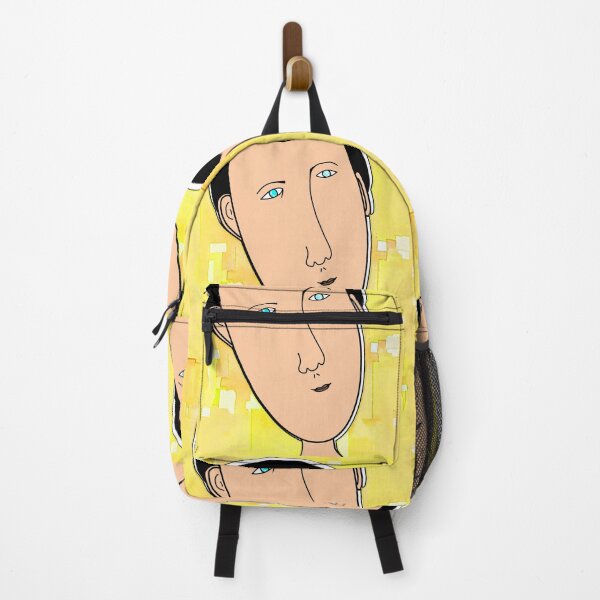 Item preview, "Abstract Portrait with Blue Eyes and Geometric Yellow Background" designed and sold by nighttime1990.