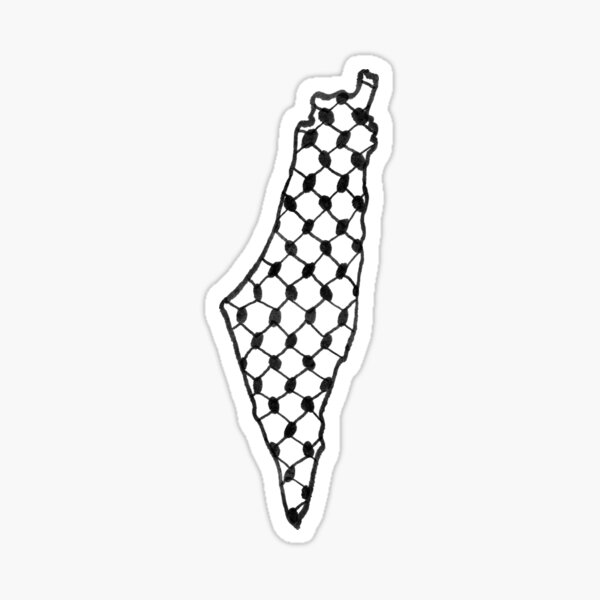 Keffiyeh Palestine Map (Black) Sticker