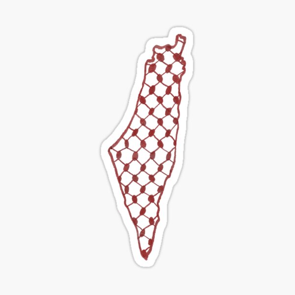 Keffiyeh Palestine Map (Red) Sticker