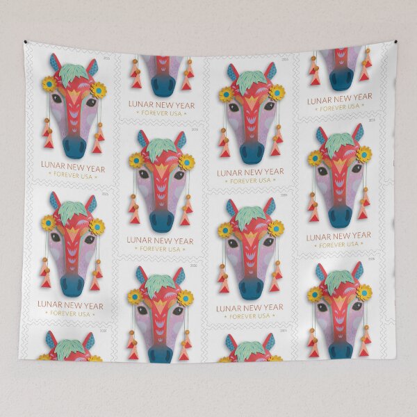 Item preview, USA postage stamp 2026 Lunar New Year: Year of the Horse Forever stamp. designed and sold by Schulz Lightprint Studio.