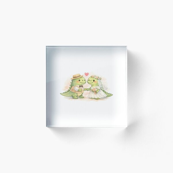 Item preview, Cute Dinosaur Couple in Love – Whimsical Wedding Illustration designed and sold by GiftsForCouples.