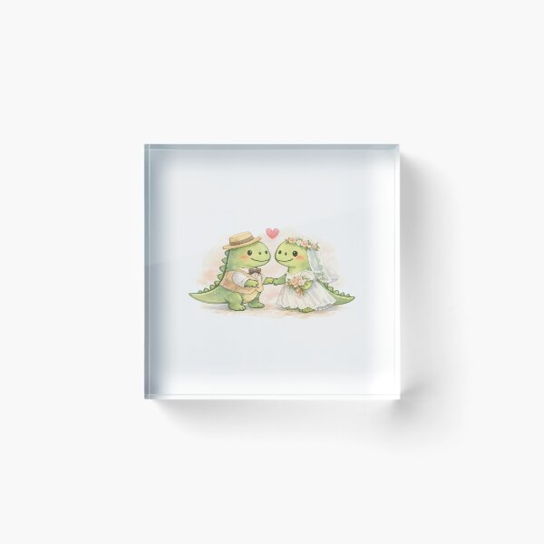 Item preview, Cute Dinosaur Couple in Love – Whimsical Wedding Illustration designed and sold by GiftsForCouples.