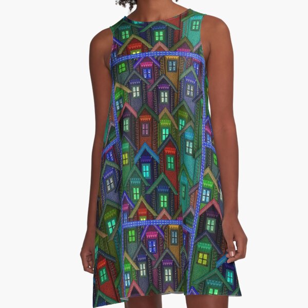 Blue Jeans Housing Compound (2) A-Line Dress