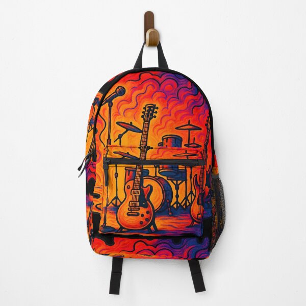 Item preview, Rock And Roll Band Instruments – Electric Guitar Drum Set Psychedelic Art designed and sold by WilderRoads.