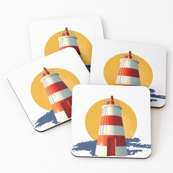 Item preview, Red and White Lighthouse at Sunset designed and sold by MetaFable.