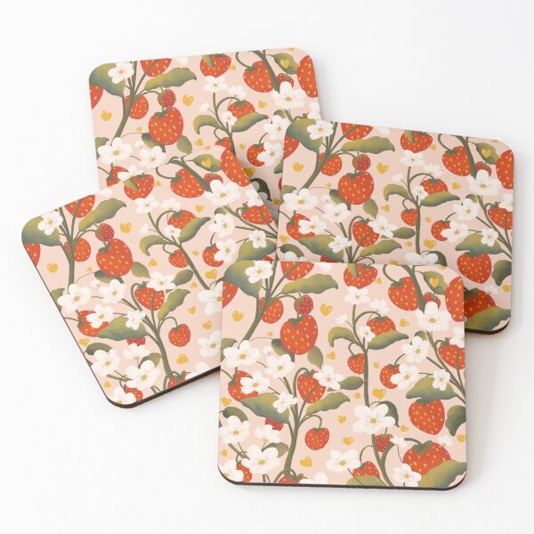 Item preview, Peachy Strawberry & Blossom Fantasy: Cute Fruit Flora Wall Art designed and sold by ALEXIA SPEEKS.