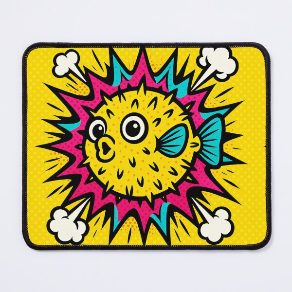 Item preview, Comic Pop Puffer Blast – Bold Yellow Fish in Explosion Style designed and sold by LuxuryApparels.
