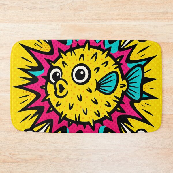 Item preview, Comic Pop Puffer Blast – Bold Yellow Fish in Explosion Style designed and sold by LuxuryApparels.
