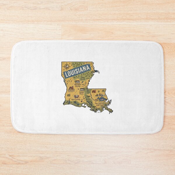 Item preview, Louisiana Illustrated Map – Retro State Regions & Landmarks designed and sold by Paper Drip.