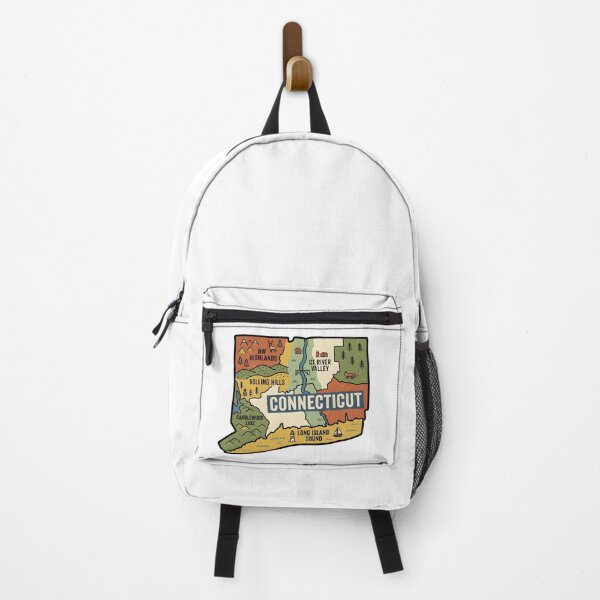 Item preview, Connecticut Illustrated Map – Retro State Regions & Landmarks designed and sold by Paper Drip.