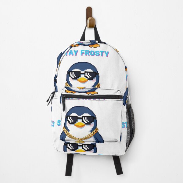 Item preview, Stay Frosty - Cool 8-Bit Pixel Art Penguin with Gold Chain designed and sold by The Grumpy Pet Club.