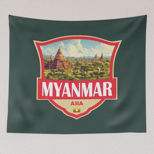 Item preview, Myanmar Illustration Retro Badge designed and sold by KrisSidDesigns.