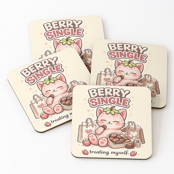 Item preview, Berry Single – Treating Myself | Cute Strawberry Cat Self Love Valentine Design designed and sold by RokaWorld.