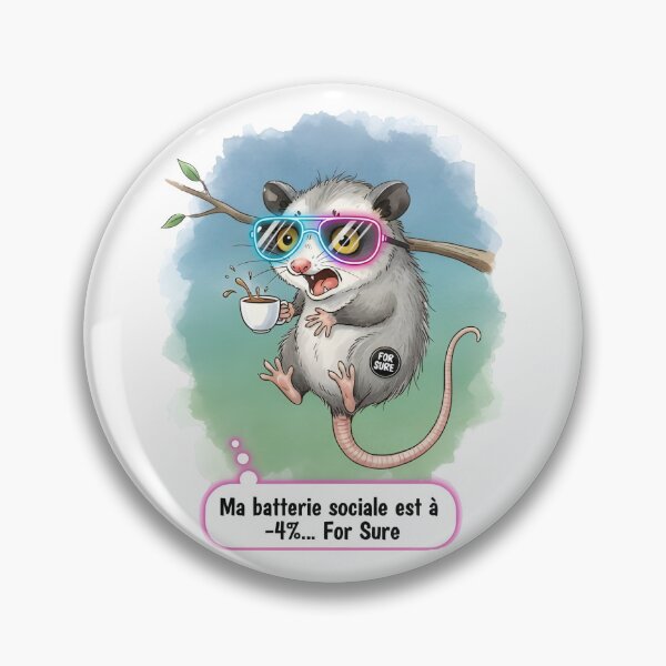 Item preview, My Social Battery is at -4%... For Sure | Anxious Opossum Shades designed and sold by MEGACoolShades.